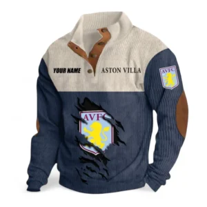 Aston Villa Fans Gift Men's Stand Up Collar Base Shirt, All Over Print Men's Stand Up Collar Base Shirt For Sport Fan, Custom Name EPL117073125229-Navy Blue