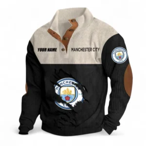 Manchester City Fans Gift Men's Stand Up Collar Base Shirt, All Over Print Men's Stand Up Collar Base Shirt For Sport Fan, Custom Name EPL117073125230-Black