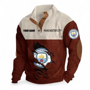 Manchester City Fans Gift Men's Stand Up Collar Base Shirt, All Over Print Men's Stand Up Collar Base Shirt For Sport Fan, Custom Name EPL117073125230-Dark Red