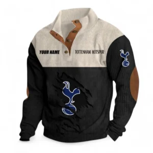Tottenham Hotspur Fans Gift Men's Stand Up Collar Base Shirt, All Over Print Men's Stand Up Collar Base Shirt For Sport Fan, Custom Name EPL117073125231-Black