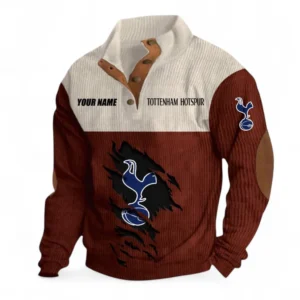 Tottenham Hotspur Fans Gift Men's Stand Up Collar Base Shirt, All Over Print Men's Stand Up Collar Base Shirt For Sport Fan, Custom Name EPL117073125231-Dark Red