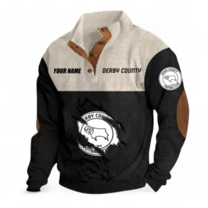 Derby County Fans Gift Men's Stand Up Collar Base Shirt, All Over Print Men's Stand Up Collar Base Shirt For Sport Fan, Custom Name EPL117073125233-Black