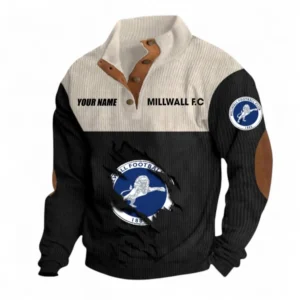 Millwall Fans Gift Men's Stand Up Collar Base Shirt, All Over Print Men's Stand Up Collar Base Shirt For Sport Fan, Custom Name EPL117073125234-Black