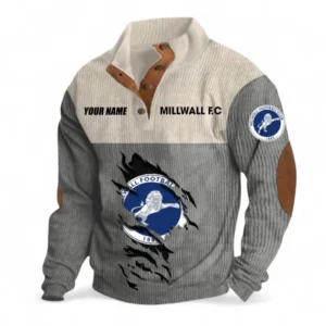 Millwall Fans Gift Men's Stand Up Collar Base Shirt, All Over Print Men's Stand Up Collar Base Shirt For Sport Fan, Custom Name EPL117073125234-Gray