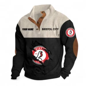 Bristol City Fans Gift Men's Stand Up Collar Base Shirt, All Over Print Men's Stand Up Collar Base Shirt For Sport Fan, Custom Name EPL117073125235-Black