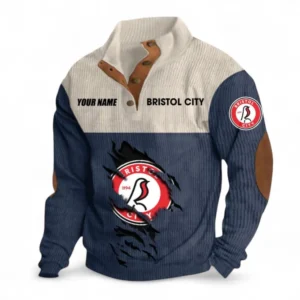 Bristol City Fans Gift Men's Stand Up Collar Base Shirt, All Over Print Men's Stand Up Collar Base Shirt For Sport Fan, Custom Name EPL117073125235-Navy Blue