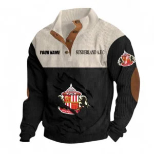 Sunderland Fans Gift Men's Stand Up Collar Base Shirt, All Over Print Men's Stand Up Collar Base Shirt For Sport Fan, Custom Name EPL117073125236-Black