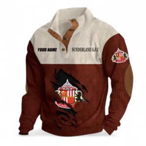 Sunderland Fans Gift Men's Stand Up Collar Base Shirt, All Over Print Men's Stand Up Collar Base Shirt For Sport Fan, Custom Name EPL117073125236-Dark Red