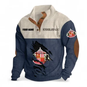 Sunderland Fans Gift Men's Stand Up Collar Base Shirt, All Over Print Men's Stand Up Collar Base Shirt For Sport Fan, Custom Name EPL117073125236-Navy Blue