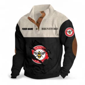 Brentford Fans Gift Men's Stand Up Collar Base Shirt, All Over Print Men's Stand Up Collar Base Shirt For Sport Fan, Custom Name EPL117073125238-Black
