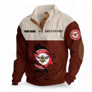 Brentford Fans Gift Men's Stand Up Collar Base Shirt, All Over Print Men's Stand Up Collar Base Shirt For Sport Fan, Custom Name EPL117073125238-Dark Red