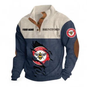 Brentford Fans Gift Men's Stand Up Collar Base Shirt, All Over Print Men's Stand Up Collar Base Shirt For Sport Fan, Custom Name EPL117073125238-Navy Blue
