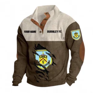 Burnley Fans Gift Men's Stand Up Collar Base Shirt, All Over Print Men's Stand Up Collar Base Shirt For Sport Fan, Custom Name EPL117073125239-Brown
