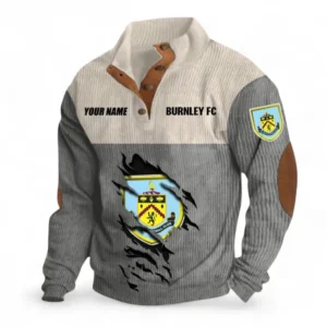 Burnley Fans Gift Men's Stand Up Collar Base Shirt, All Over Print Men's Stand Up Collar Base Shirt For Sport Fan, Custom Name EPL117073125239-Gray