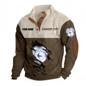 Cardiff City Fans Gift Men's Stand Up Collar Base Shirt, All Over Print Men's Stand Up Collar Base Shirt For Sport Fan, Custom Name EPL117073125240-Brown