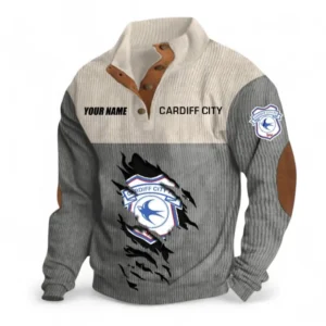 Cardiff City Fans Gift Men's Stand Up Collar Base Shirt, All Over Print Men's Stand Up Collar Base Shirt For Sport Fan, Custom Name EPL117073125240-Gray