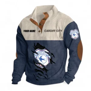 Cardiff City Fans Gift Men's Stand Up Collar Base Shirt, All Over Print Men's Stand Up Collar Base Shirt For Sport Fan, Custom Name EPL117073125240-Navy Blue
