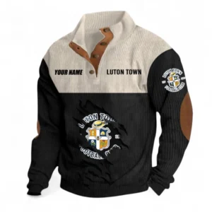 Luton Town Fans Gift Men's Stand Up Collar Base Shirt, All Over Print Men's Stand Up Collar Base Shirt For Sport Fan, Custom Name EPL117073125246-Black