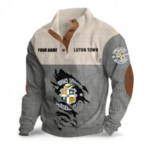 Luton Town Fans Gift Men's Stand Up Collar Base Shirt, All Over Print Men's Stand Up Collar Base Shirt For Sport Fan, Custom Name EPL117073125246-Gray
