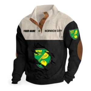 Norwich City Fans Gift Men's Stand Up Collar Base Shirt, All Over Print Men's Stand Up Collar Base Shirt For Sport Fan, Custom Name EPL117073125248-Black