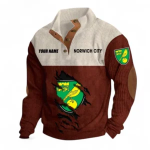 Norwich City Fans Gift Men's Stand Up Collar Base Shirt, All Over Print Men's Stand Up Collar Base Shirt For Sport Fan, Custom Name EPL117073125248-Dark Red