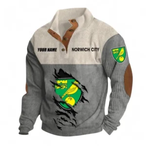 Norwich City Fans Gift Men's Stand Up Collar Base Shirt, All Over Print Men's Stand Up Collar Base Shirt For Sport Fan, Custom Name EPL117073125248-Gray