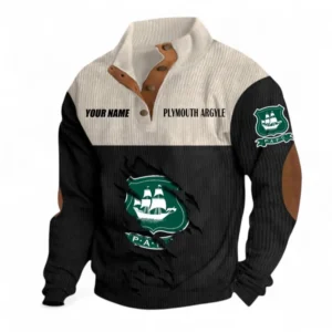 Plymouth Argyle Fans Gift Men's Stand Up Collar Base Shirt, All Over Print Men's Stand Up Collar Base Shirt For Sport Fan, Custom Name EPL117073125249-Black