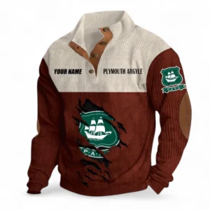 Plymouth Argyle Fans Gift Men's Stand Up Collar Base Shirt, All Over Print Men's Stand Up Collar Base Shirt For Sport Fan, Custom Name EPL117073125249-Dark Red