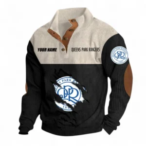 Queens Park Rangers Fans Gift Men's Stand Up Collar Base Shirt, All Over Print Men's Stand Up Collar Base Shirt For Sport Fan, Custom Name EPL117073125251-Black