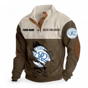 Queens Park Rangers Fans Gift Men's Stand Up Collar Base Shirt, All Over Print Men's Stand Up Collar Base Shirt For Sport Fan, Custom Name EPL117073125251-Brown