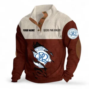 Queens Park Rangers Fans Gift Men's Stand Up Collar Base Shirt, All Over Print Men's Stand Up Collar Base Shirt For Sport Fan, Custom Name EPL117073125251-Dark Red