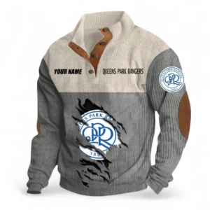Queens Park Rangers Fans Gift Men's Stand Up Collar Base Shirt, All Over Print Men's Stand Up Collar Base Shirt For Sport Fan, Custom Name EPL117073125251-Gray