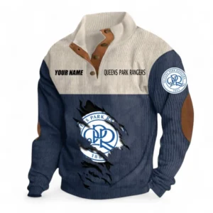 Queens Park Rangers Fans Gift Men's Stand Up Collar Base Shirt, All Over Print Men's Stand Up Collar Base Shirt For Sport Fan, Custom Name EPL117073125251-Navy Blue