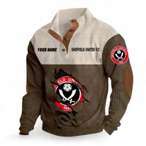 Sheffield United Fans Gift Men's Stand Up Collar Base Shirt, All Over Print Men's Stand Up Collar Base Shirt For Sport Fan, Custom Name EPL117073125252-Brown