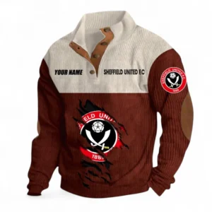 Sheffield United Fans Gift Men's Stand Up Collar Base Shirt, All Over Print Men's Stand Up Collar Base Shirt For Sport Fan, Custom Name EPL117073125252-Dark Red