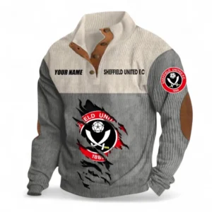 Sheffield United Fans Gift Men's Stand Up Collar Base Shirt, All Over Print Men's Stand Up Collar Base Shirt For Sport Fan, Custom Name EPL117073125252-Gray