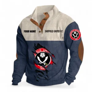 Sheffield United Fans Gift Men's Stand Up Collar Base Shirt, All Over Print Men's Stand Up Collar Base Shirt For Sport Fan, Custom Name EPL117073125252-Navy Blue