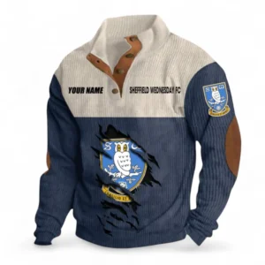 Sheffield Wednesday Fans Gift Men's Stand Up Collar Base Shirt, All Over Print Men's Stand Up Collar Base Shirt For Sport Fan, Custom Name EPL117073125253-Navy Blue