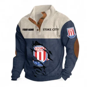 Stoke City Fans Gift Men's Stand Up Collar Base Shirt, All Over Print Men's Stand Up Collar Base Shirt For Sport Fan, Custom Name EPL117073125254-Navy Blue