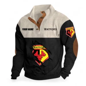 Watford Fans Gift Men's Stand Up Collar Base Shirt, All Over Print Men's Stand Up Collar Base Shirt For Sport Fan, Custom Name EPL117073125256-Black