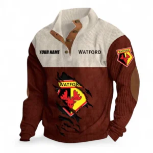 Watford Fans Gift Men's Stand Up Collar Base Shirt, All Over Print Men's Stand Up Collar Base Shirt For Sport Fan, Custom Name EPL117073125256-Dark Red