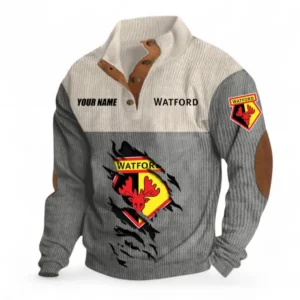 Watford Fans Gift Men's Stand Up Collar Base Shirt, All Over Print Men's Stand Up Collar Base Shirt For Sport Fan, Custom Name EPL117073125256-Gray