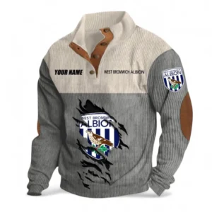 West Bromwich Albion Fans Gift Men's Stand Up Collar Base Shirt, All Over Print Men's Stand Up Collar Base Shirt For Sport Fan, Custom Name EPL117073125257-Gray