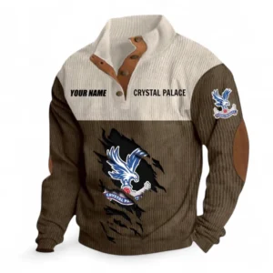 Crystal Palace Fans Gift Men's Stand Up Collar Base Shirt, All Over Print Men's Stand Up Collar Base Shirt For Sport Fan, Custom Name EPL117073125262-Brown