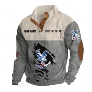 Crystal Palace Fans Gift Men's Stand Up Collar Base Shirt, All Over Print Men's Stand Up Collar Base Shirt For Sport Fan, Custom Name EPL117073125262-Gray