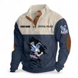 Crystal Palace Fans Gift Men's Stand Up Collar Base Shirt, All Over Print Men's Stand Up Collar Base Shirt For Sport Fan, Custom Name EPL117073125262-Navy Blue