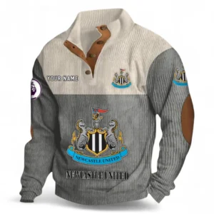 Newcastle United Fans Gift Men's Stand Up Collar Base Shirt, All Over Print Men's Stand Up Collar Base Shirt For Sport Fan, Custom Name EPL118073125557-Gray
