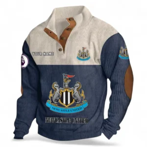 Newcastle United Fans Gift Men's Stand Up Collar Base Shirt, All Over Print Men's Stand Up Collar Base Shirt For Sport Fan, Custom Name EPL118073125557-Navy Blue