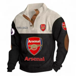 Arsenal Fans Gift Men's Stand Up Collar Base Shirt, All Over Print Men's Stand Up Collar Base Shirt For Sport Fan, Custom Name EPL118073125558-Black