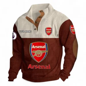 Arsenal Fans Gift Men's Stand Up Collar Base Shirt, All Over Print Men's Stand Up Collar Base Shirt For Sport Fan, Custom Name EPL118073125558-Dark Red